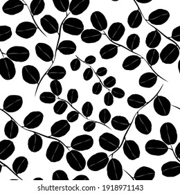 Botanical seamless pattern with leaves. Bright summer or spring print for any purposes. Colorful hand drawn illustration. Vintage natural pattern. Organic background.	
