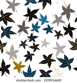 Botanical seamless pattern with leaves. Bright summer or spring print for any purposes. Colorful hand drawn illustration. Vintage natural pattern. Organic background.	
