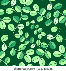 Botanical seamless pattern with leaves. Bright summer or spring print for any purposes. Colorful hand drawn illustration. Vintage natural pattern. Organic background.	