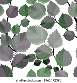 Botanical seamless pattern with leaves. Bright summer or spring print for any purposes. Colorful hand drawn illustration. Vintage natural pattern. Organic background.	