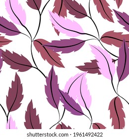 Botanical seamless pattern with leaves. Bright summer or spring print for any purposes. Colorful hand drawn illustration. Vintage natural pattern. Organic background.	