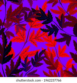 Botanical seamless pattern with leaves. Bright summer or spring print for any purposes. Colorful hand drawn illustration. Vintage natural pattern. Organic background.	
