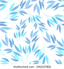 Botanical seamless pattern with leaves. Bright summer or spring print for any purposes. Colorful hand drawn illustration. Vintage natural pattern. Organic background.	