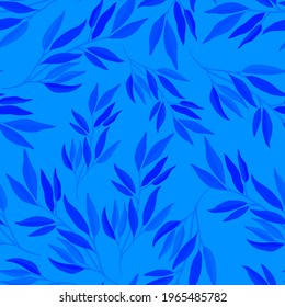 Botanical seamless pattern with leaves. Bright summer or spring print for any purposes. Colorful hand drawn illustration. Vintage natural pattern. Organic background.	
