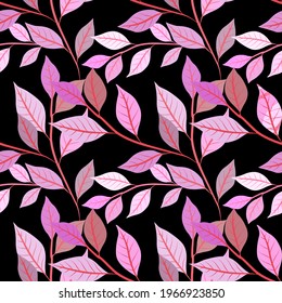 Patrón botánico sin soldadura con hojas. Brillante impresión de verano o primavera para cualquier propósito. Colorida ilustración dibujada a mano. Patrón natural vintage. Fondo orgánico.	