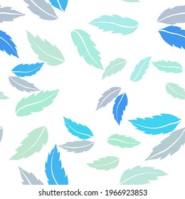 Botanical seamless pattern with leaves. Bright summer or spring print for any purposes. Colorful hand drawn illustration. Vintage natural pattern. Organic background.	