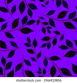 Botanical seamless pattern with leaves. Bright summer or spring print for any purposes. Colorful hand drawn illustration. Vintage natural pattern. Organic background.	