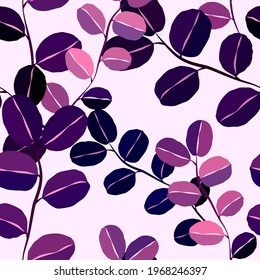Botanical seamless pattern with leaves. Bright summer or spring print for any purposes. Colorful hand drawn illustration. Vintage natural pattern. Organic background.	