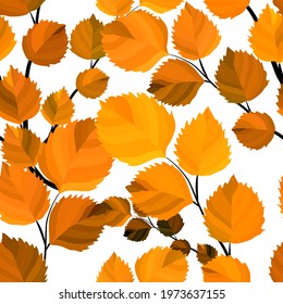 Botanical seamless pattern with leaves. Bright summer or spring print for any purposes. Colorful hand drawn illustration. Vintage natural pattern. Organic background.	