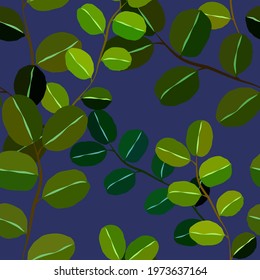 Botanical seamless pattern with leaves. Bright summer or spring print for any purposes. Colorful hand drawn illustration. Vintage natural pattern. Organic background.	