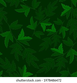 Botanical seamless pattern with leaves. Bright summer or spring print for any purposes. Colorful hand drawn illustration. Vintage natural pattern. Organic background.	