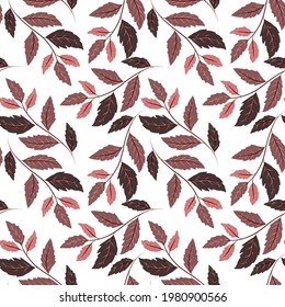 Botanical seamless pattern with leaves. Bright summer or spring print for any purposes. Colorful hand drawn illustration. Vintage natural pattern. Organic background.	