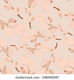 Botanical seamless pattern with leaves. Bright summer or spring print for any purposes. Colorful hand drawn illustration. Vintage natural pattern. Organic background.	