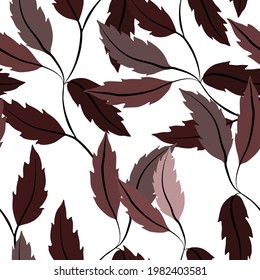 Botanical seamless pattern with leaves. Bright summer or spring print for any purposes. Colorful hand drawn illustration. Vintage natural pattern. Organic background.	