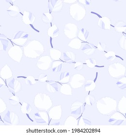 Botanical seamless pattern with leaves. Bright summer or spring print for any purposes. Colorful hand drawn illustration. Vintage natural pattern. Organic background.	