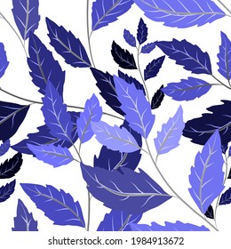 Botanical seamless pattern with leaves. Bright summer or spring print for any purposes. Colorful hand drawn illustration. Vintage natural pattern. Organic background.	