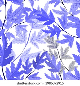 Patrón botánico sin soldadura con hojas. Brillante impresión de verano o primavera para cualquier propósito. Colorida ilustración dibujada a mano. Patrón natural vintage. Fondo orgánico.	