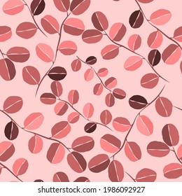 Botanical seamless pattern with leaves. Bright summer or spring print for any purposes. Colorful hand drawn illustration. Vintage natural pattern. Organic background.	