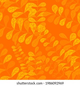Botanical seamless pattern with leaves. Bright summer or spring print for any purposes. Colorful hand drawn illustration. Vintage natural pattern. Organic background.	