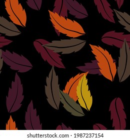 Botanical seamless pattern with leaves. Bright summer or spring print for any purposes. Colorful hand drawn illustration. Vintage natural pattern. Organic background.	