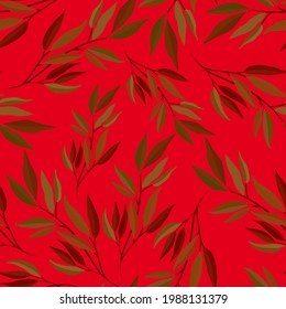 Patrón botánico sin soldadura con hojas. Brillante impresión de verano o primavera para cualquier propósito. Colorida ilustración dibujada a mano. Patrón natural vintage. Fondo orgánico.	