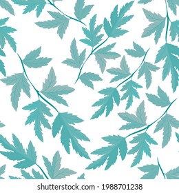Patrón botánico sin soldadura con hojas. Brillante impresión de verano o primavera para cualquier propósito. Colorida ilustración dibujada a mano. Patrón natural vintage. Fondo orgánico.	