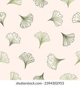 Botanical seamless pattern with leaves ginkgo biloba. Natural design at soft and soothing abstract leaf, nature inspired.
Print in calm colors