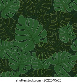 Patrón sin costuras botánicas. Monstera deja el fondo. Diseño de vectores e ilustraciones.