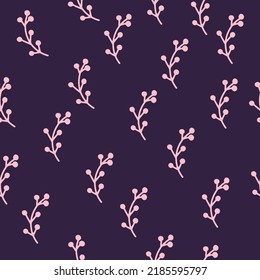 botanical seamless pattern on dark green background eps