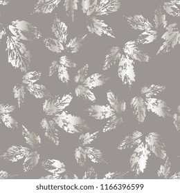 Botanical seamless pattern with print of leaves