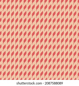 Botanical seamless pattern with red leaf in geometric rows on beige background.