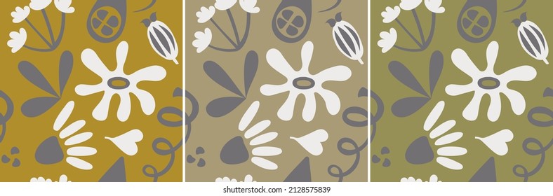 Botanical seamless pattern set for wallpaper or background