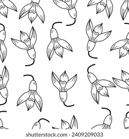 Botanical seamless pattern with snowdrops .For printing wrapping paper, wallpaper, packaging, fabric. 