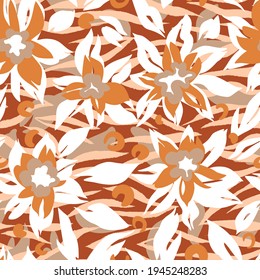 Botanical seamless pattern with stylized flowers. Trendy flat design.