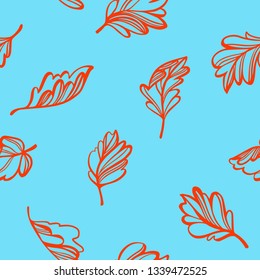 Botanical seamless pattern. Transparent leaves of a tree isolated. Sketch style flat design, vector floral background. Outline drawing.