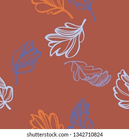 Botanical seamless pattern. Transparent leaves of a tree isolated. Sketch style plane drawing, vector floral background.