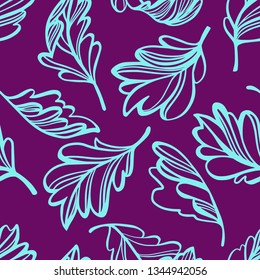 Botanical seamless pattern. Transparent leaves of a tree isolated. Sketch style plane drawing, vector floral background.