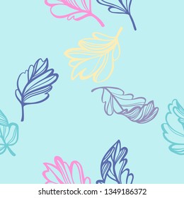 Botanical seamless pattern. Transparent leaves of a tree isolated. Sketch style plane drawing, vector floral background.
