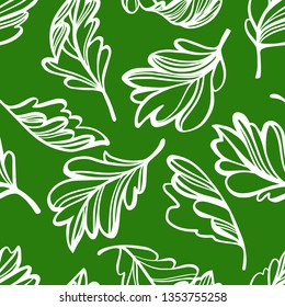 Botanical seamless pattern. Transparent leaves of a tree isolated. Sketch style plane drawing, vector floral background.