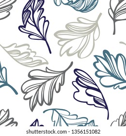 Botanical seamless pattern. Transparent leaves of a tree isolated. Sketch style plane drawing, vector floral background.