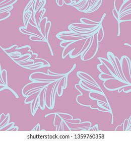 Botanical seamless pattern. Transparent leaves of a tree isolated. Sketch style plane drawing, vector floral background.