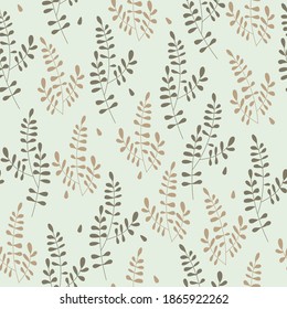 Botanical Seamless Pattern. Tree branch with leaves.  The concept of ecology, environment, nature conservation. For paper, covers, fabrics