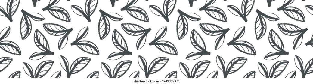 Botanical seamless pattern vector for floral textile pattern, vegetarian cooking banner. Vegan background with leaf ornament for eco store branding, green market, organic product label. Fabric design.