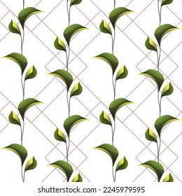 Botanical Seamless pattern. Vector illustration. Perfect for product design, wallpaper, scrapbooking, textile, wrapping paper.