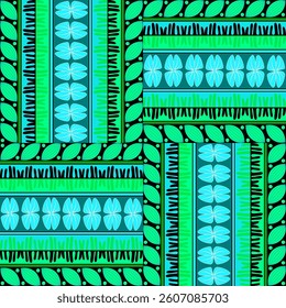 Botanical, seamless pattern with vertical stripes.