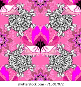 Botanical seamless pattern. Watercolor effect. Vector pattern. Organic elements. Lotus.