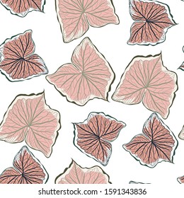 Botanical seamless tropical pattern with bright plants and leaves on white background. Exotic tropics. Summer. Vector design. Jungle print. Floral background. 