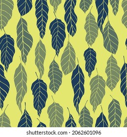 Botanical seamless vector pattern on yellow background