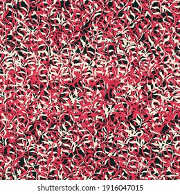 Botanical seamless vector pattern in red black and white. Surface print design for fabrics, stationery, scrapbook paper, gift wrap, textiles, backgrounds, and packging.