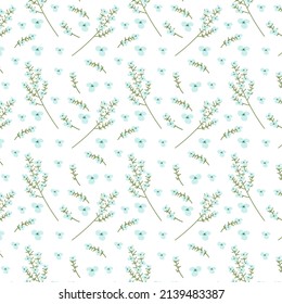 Botanical seamless vector pattern with simple abstract flowers. Elegant floral print for fabric.